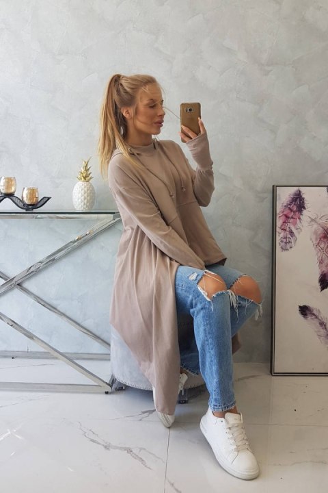 Bluza rozkloszowana u dołu ciemno beżowa Bluza rozkloszowana u dołu ciemno beżowa