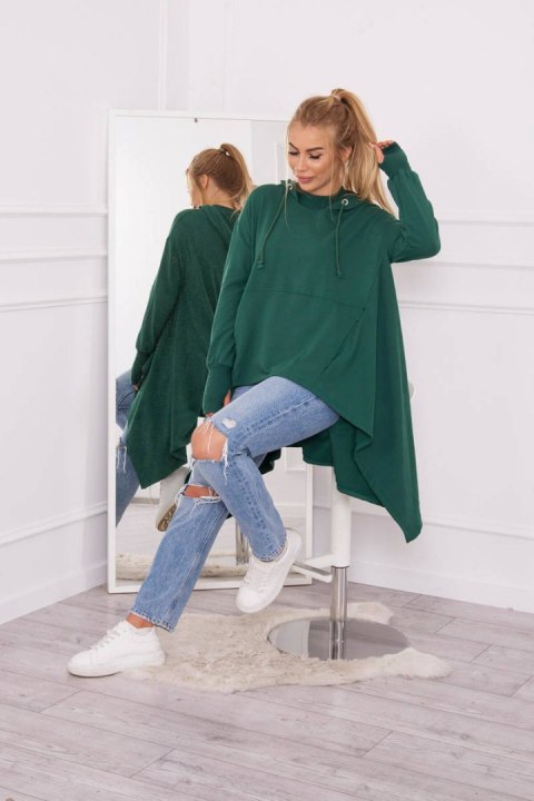 Bluza rozkloszowana u dołu ciemno zielona Bluza rozkloszowana u dołu ciemno zielona
