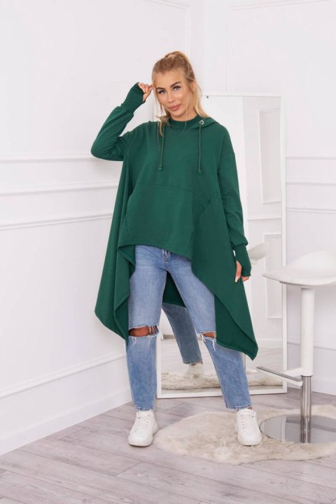 Bluza rozkloszowana u dołu ciemno zielona Bluza rozkloszowana u dołu ciemno zielona