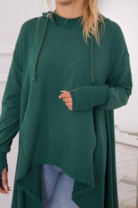 Bluza rozkloszowana u dołu ciemno zielona Bluza rozkloszowana u dołu ciemno zielona
