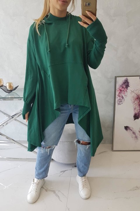 Bluza rozkloszowana u dołu ciemno zielona Bluza rozkloszowana u dołu ciemno zielona