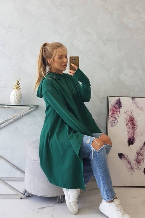 Bluza rozkloszowana u dołu ciemno zielona Bluza rozkloszowana u dołu ciemno zielona