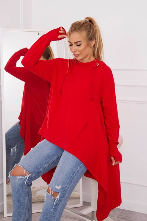 Bluza rozkloszowana u dołu czerwona Bluza rozkloszowana u dołu czerwona