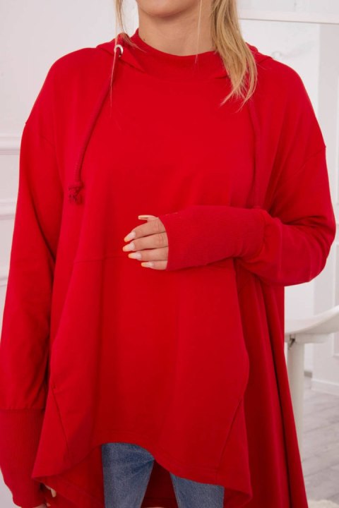 Bluza rozkloszowana u dołu czerwona Bluza rozkloszowana u dołu czerwona