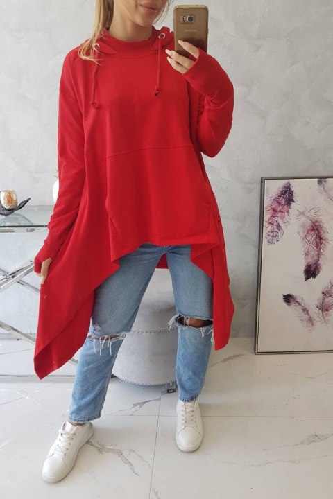 Bluza rozkloszowana u dołu czerwona Bluza rozkloszowana u dołu czerwona
