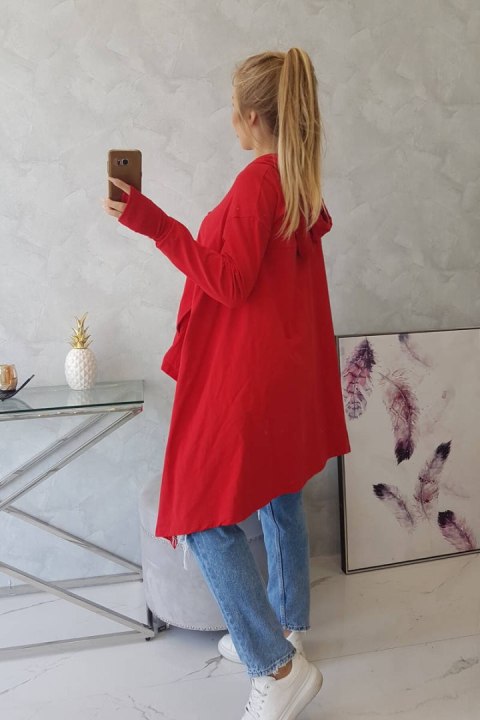 Bluza rozkloszowana u dołu czerwona Bluza rozkloszowana u dołu czerwona
