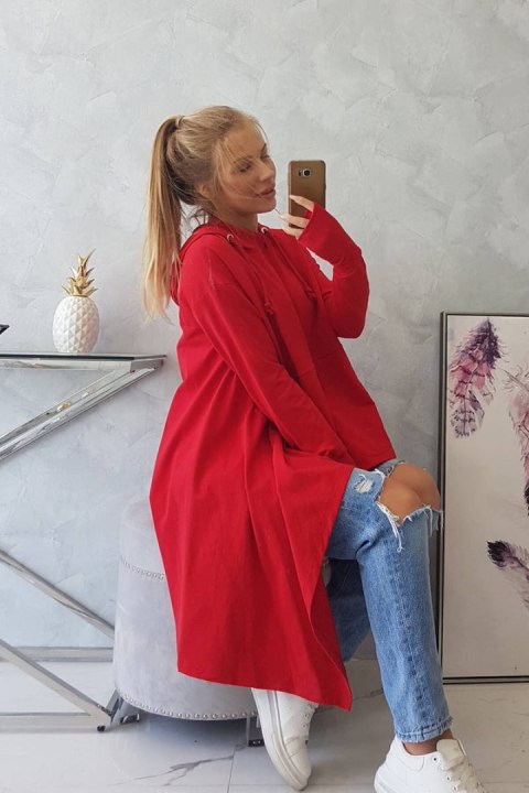 Bluza rozkloszowana u dołu czerwona Bluza rozkloszowana u dołu czerwona