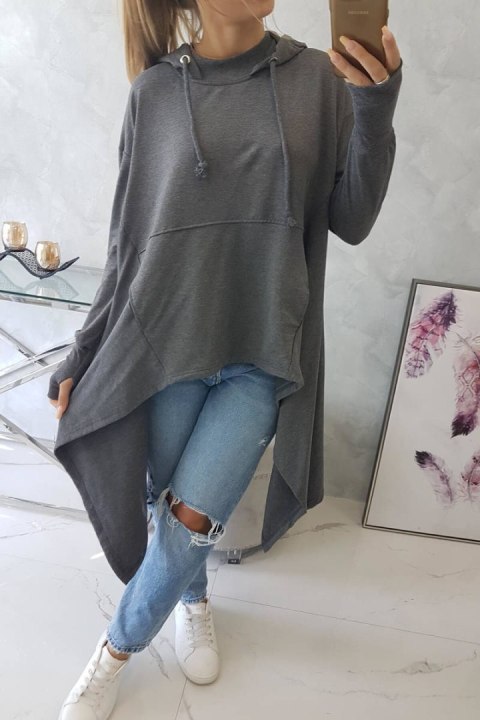 Bluza rozkloszowana u dołu grafitowa Bluza rozkloszowana u dołu grafitowa