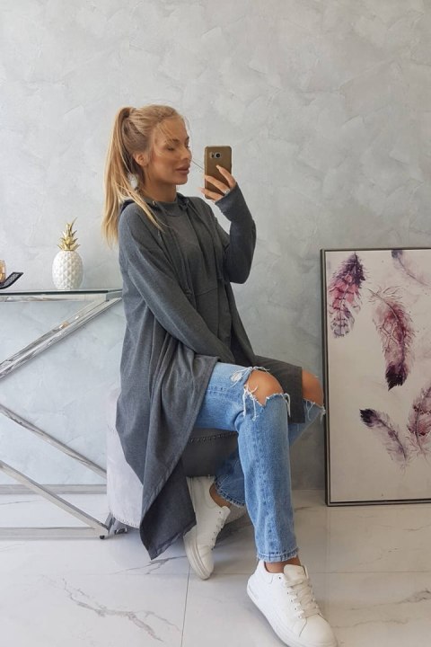 Bluza rozkloszowana u dołu grafitowa Bluza rozkloszowana u dołu grafitowa