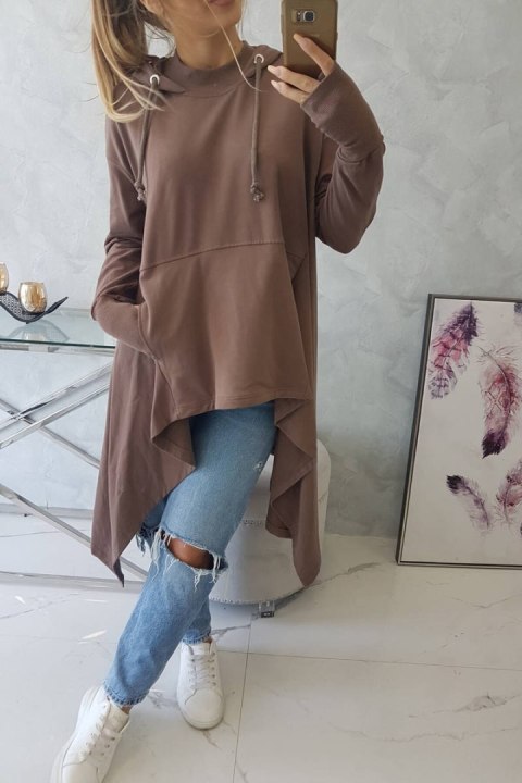 Bluza rozkloszowana u dołu mocca Bluza rozkloszowana u dołu mocca