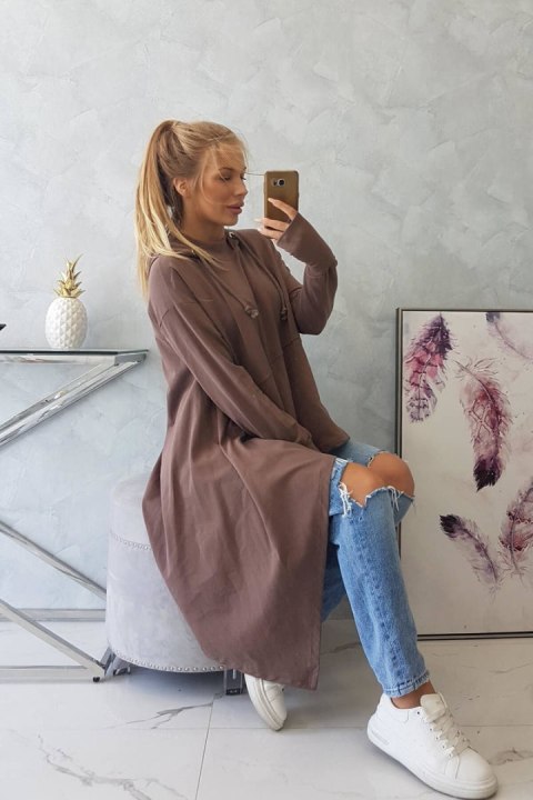 Bluza rozkloszowana u dołu mocca Bluza rozkloszowana u dołu mocca