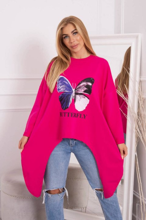 Bluzka z nadrukiem oversize fuksja Bluzka z nadrukiem oversize fuksja