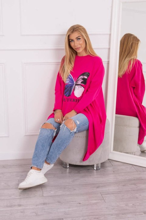 Bluzka z nadrukiem oversize fuksja Bluzka z nadrukiem oversize fuksja