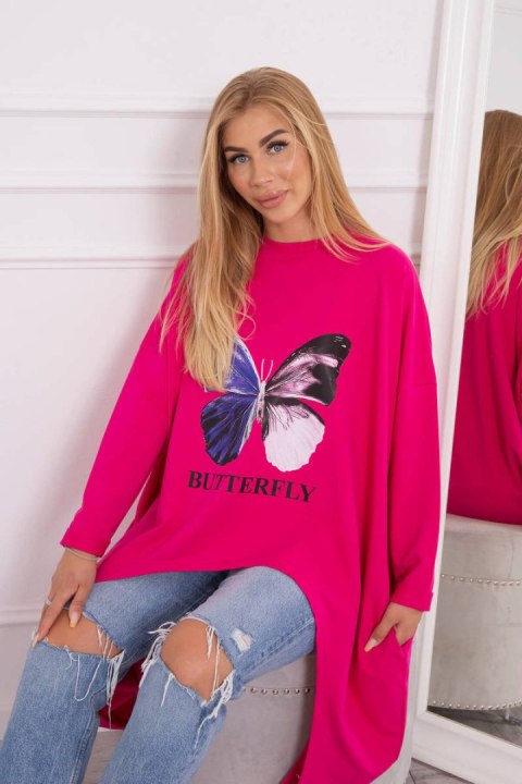 Bluzka z nadrukiem oversize fuksja Bluzka z nadrukiem oversize fuksja