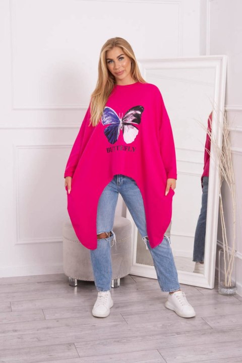 Bluzka z nadrukiem oversize fuksja Bluzka z nadrukiem oversize fuksja
