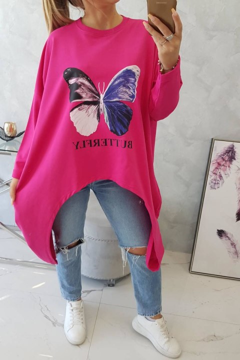 Bluzka z nadrukiem oversize fuksja Bluzka z nadrukiem oversize fuksja