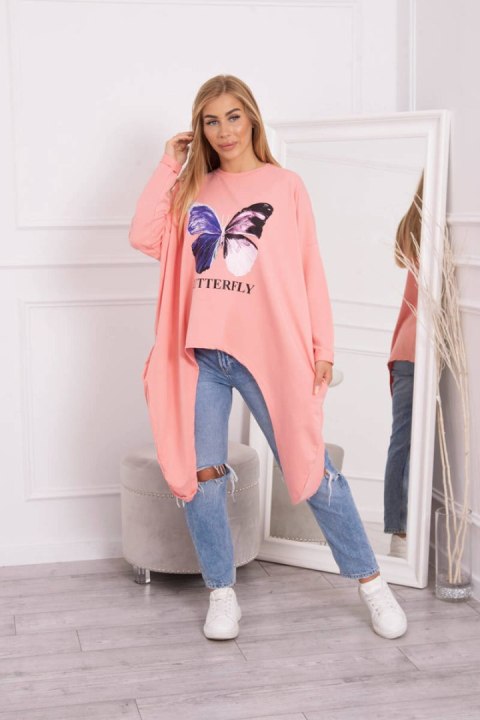 Bluzka z nadrukiem oversize morelowa Bluzka z nadrukiem oversize morelowa