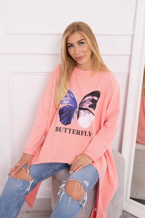 Bluzka z nadrukiem oversize morelowa Bluzka z nadrukiem oversize morelowa