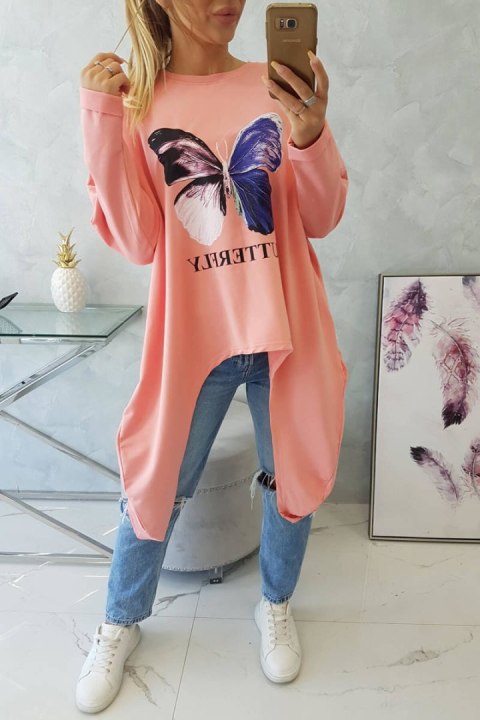 Bluzka z nadrukiem oversize morelowa Bluzka z nadrukiem oversize morelowa