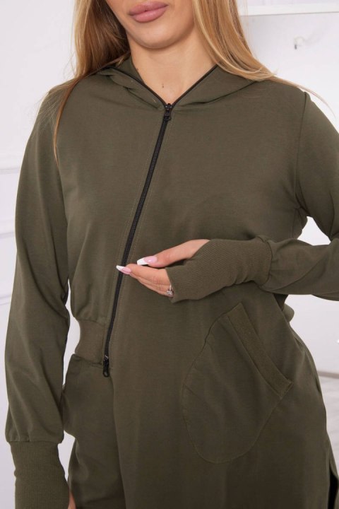 Komplet dresowy bluza z dłuższym bokiem khaki Komplet dresowy bluza z dłuższym bokiem khaki