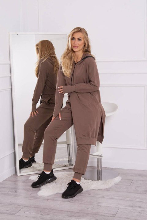 Komplet dresowy bluza z dłuższym bokiem mocca Komplet dresowy bluza z dłuższym bokiem mocca