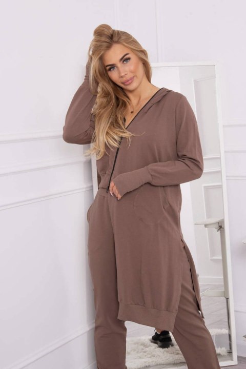 Komplet dresowy bluza z dłuższym bokiem mocca Komplet dresowy bluza z dłuższym bokiem mocca