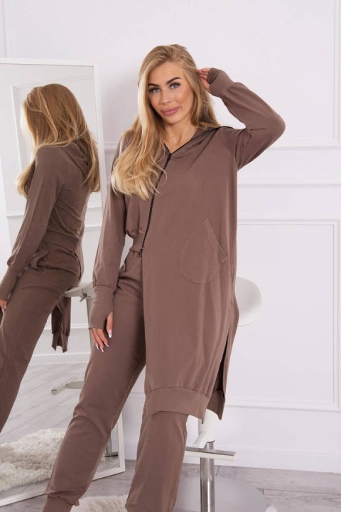 Komplet dresowy bluza z dłuższym bokiem mocca Komplet dresowy bluza z dłuższym bokiem mocca