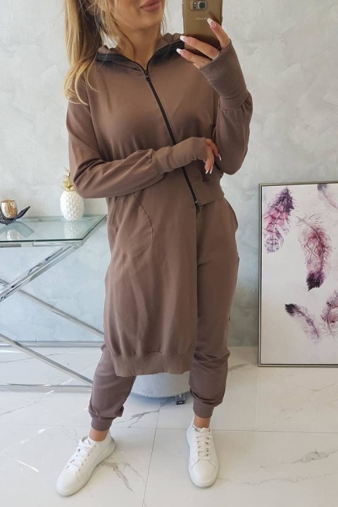 Komplet dresowy bluza z dłuższym bokiem mocca Komplet dresowy bluza z dłuższym bokiem mocca