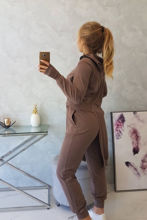 Komplet dresowy bluza z dłuższym bokiem mocca Komplet dresowy bluza z dłuższym bokiem mocca