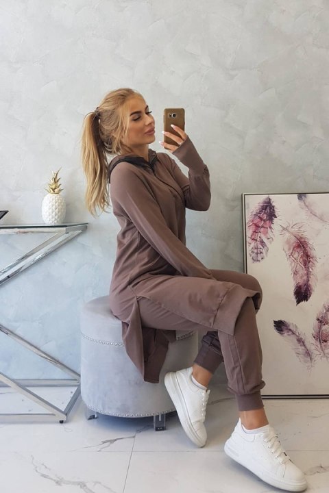 Komplet dresowy bluza z dłuższym bokiem mocca Komplet dresowy bluza z dłuższym bokiem mocca