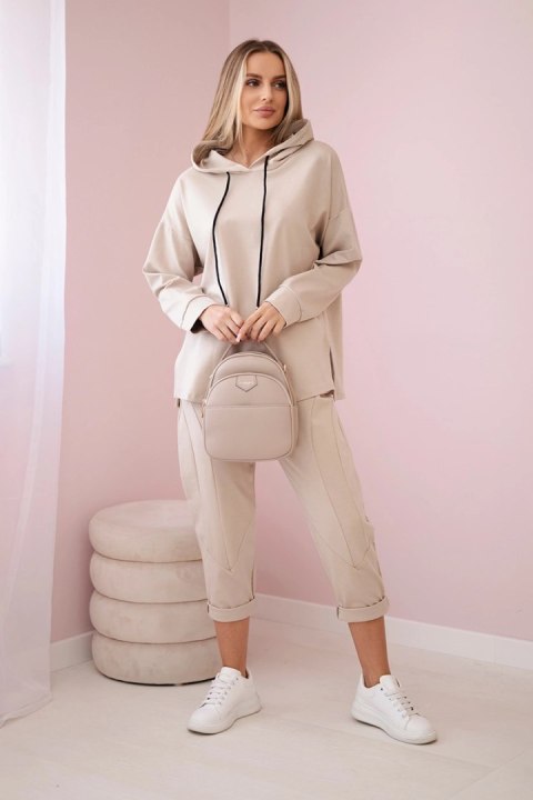 Komplet Punto Milano Winter bluza z kapturem i spodnie beżowy Komplet Punto Milano Winter bluza z kapturem i spodnie beżowy