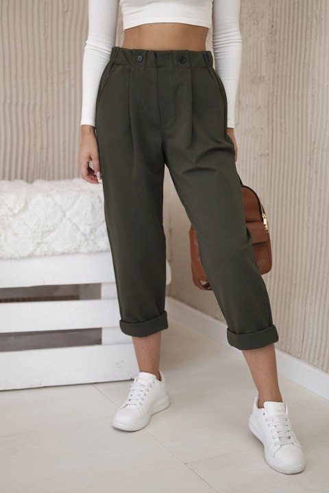 Spodnie Punto Milano Winter khaki z kieszeniami, gumka w pasie Spodnie Punto Milano Winter khaki z kieszeniami, gumka w pasie