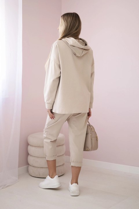 Komplet Punto Milano Winter bluza z kapturem i spodnie beżowy Komplet Punto Milano Winter bluza z kapturem i spodnie beżowy