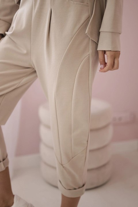 Komplet Punto Milano Winter bluza z kapturem i spodnie beżowy Komplet Punto Milano Winter bluza z kapturem i spodnie beżowy