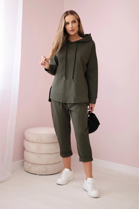 Komplet Punto Milano Winter bluza z kapturem i spodnie khaki Komplet Punto Milano Winter bluza z kapturem i spodnie khaki