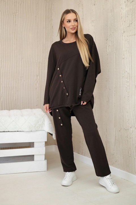 Komplet damski oversize bluza i spodnie brązowy, włoski Komplet damski oversize bluza i spodnie brązowy, włoski