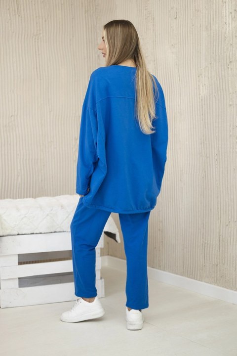 Komplet damski oversize bluza i spodnie chabrowy, włoski Komplet damski oversize bluza i spodnie chabrowy, włoski
