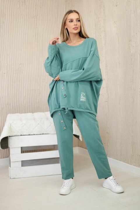 Komplet damski oversize bluza i spodnie ciemny miętowy, włoski Komplet damski oversize bluza i spodnie ciemny miętowy, włoski