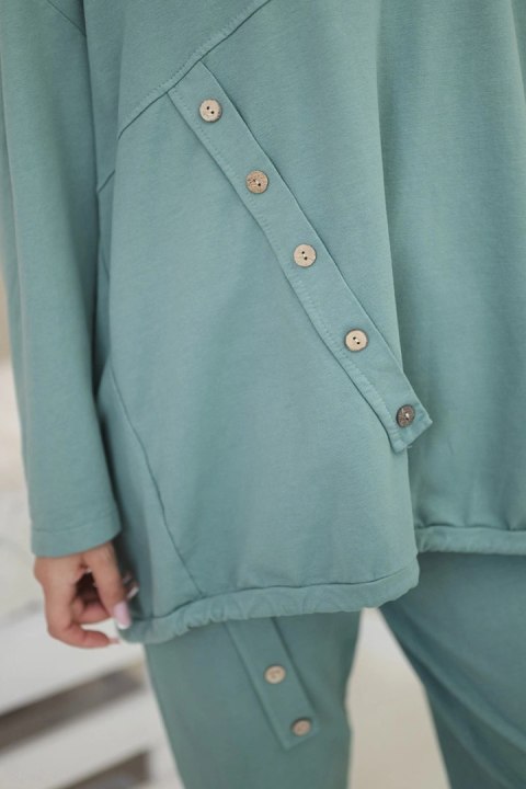 Komplet damski oversize bluza i spodnie ciemny miętowy, włoski Komplet damski oversize bluza i spodnie ciemny miętowy, włoski