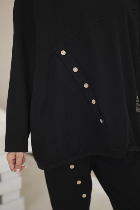 Komplet damski oversize bluza i spodnie czarny, włoski Komplet damski oversize bluza i spodnie czarny, włoski