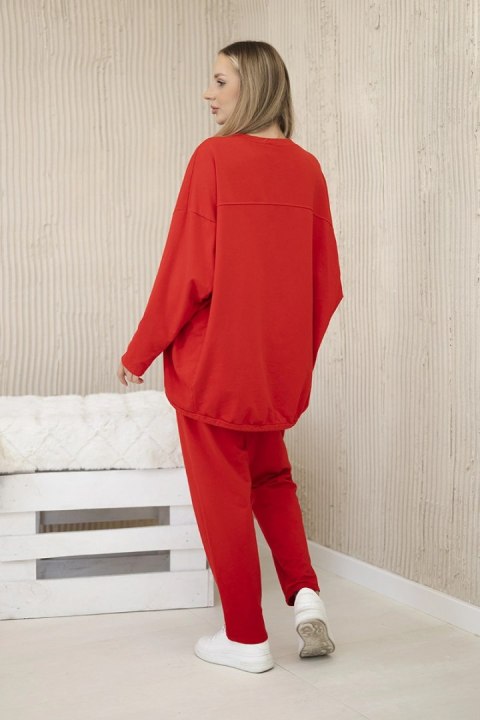 Komplet damski oversize bluza i spodnie czerwony, włoski Komplet damski oversize bluza i spodnie czerwony, włoski