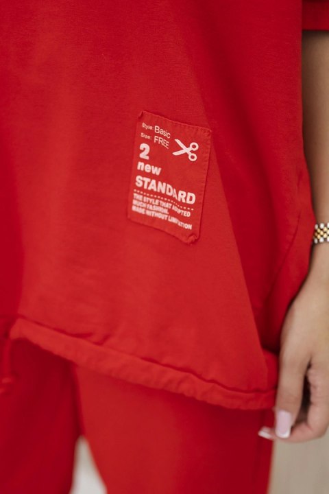 Komplet damski oversize bluza i spodnie czerwony, włoski Komplet damski oversize bluza i spodnie czerwony, włoski