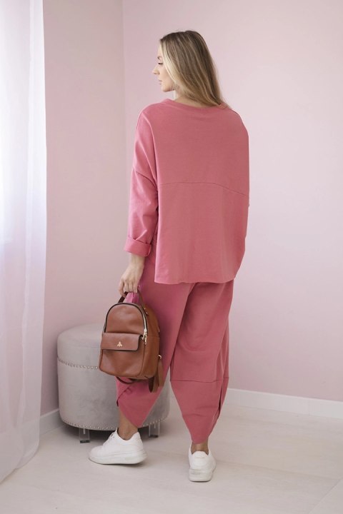 Komplet damski bluza i spodnie malinowy oversize włoski Komplet damski bluza i spodnie malinowy oversize włoski