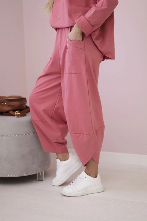 Komplet damski bluza i spodnie malinowy oversize włoski Komplet damski bluza i spodnie malinowy oversize włoski