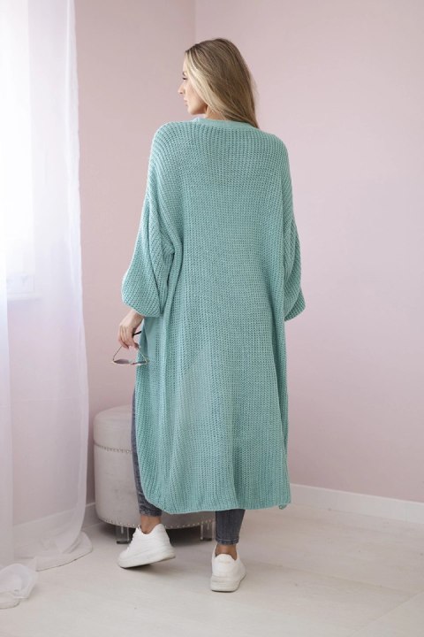 Sweter długi kardigan miętowy, akrylowy, włoski Sweter długi kardigan miętowy, akrylowy, włoski