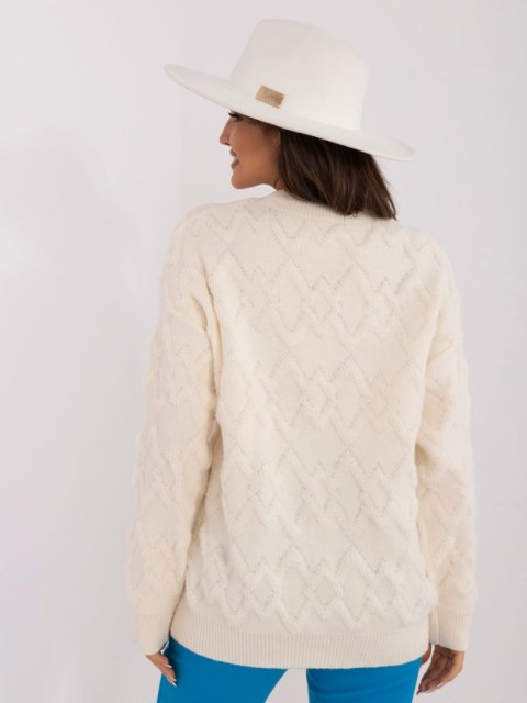 Sweter oversize ecru z długim rękawem, akrylowy Sweter oversize ecru z długim rękawem, akrylowy