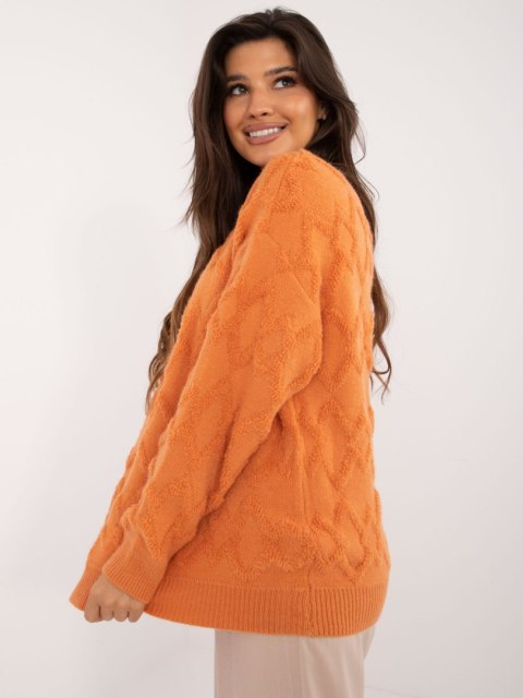 Sweter oversize pomarańczowy z długim rękawem, akrylowy