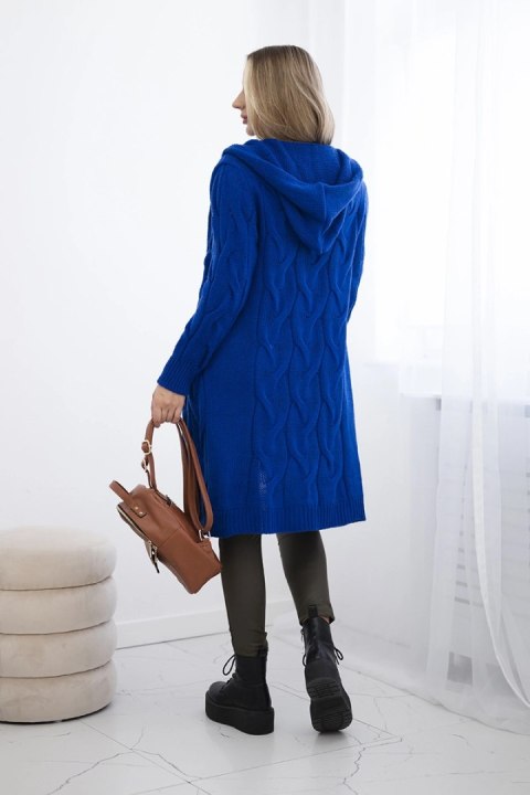Sweter kardigan z kapturem chabrowy niezapinany Sweter kardigan z kapturem chabrowy niezapinany