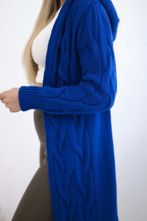 Sweter kardigan z kapturem chabrowy niezapinany Sweter kardigan z kapturem chabrowy niezapinany