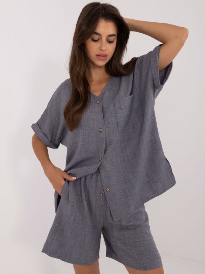 Komplet letni L/XL ciemnoszary z bluzką i szortami | Stylowy Wieszak